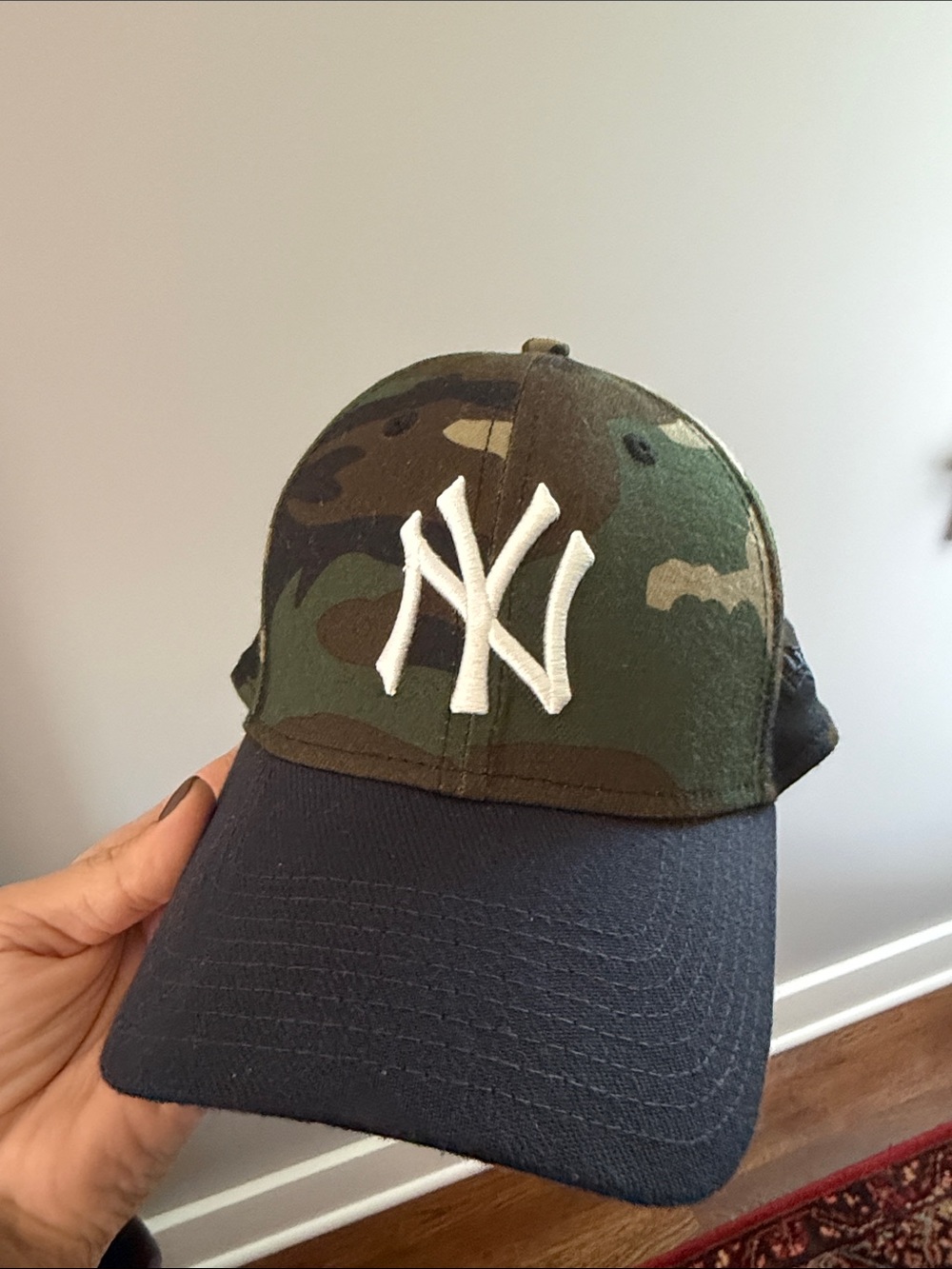 Adult Camo Baseball Cap - Green & Navy